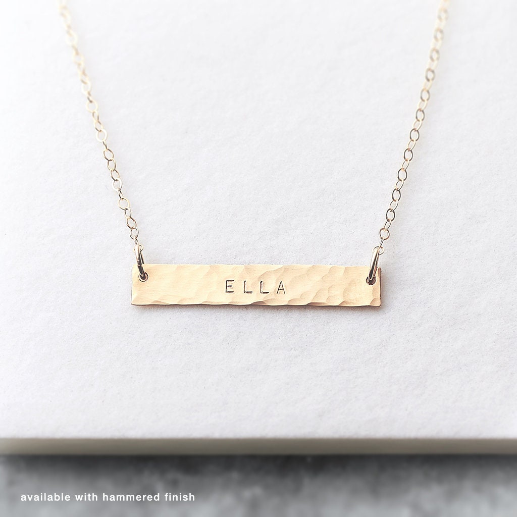 Reversible Bar Necklace Double Sided Bar Necklace Personalised Gold Bar Necklace Name Plate Necklace Customise Front and Back Etsy