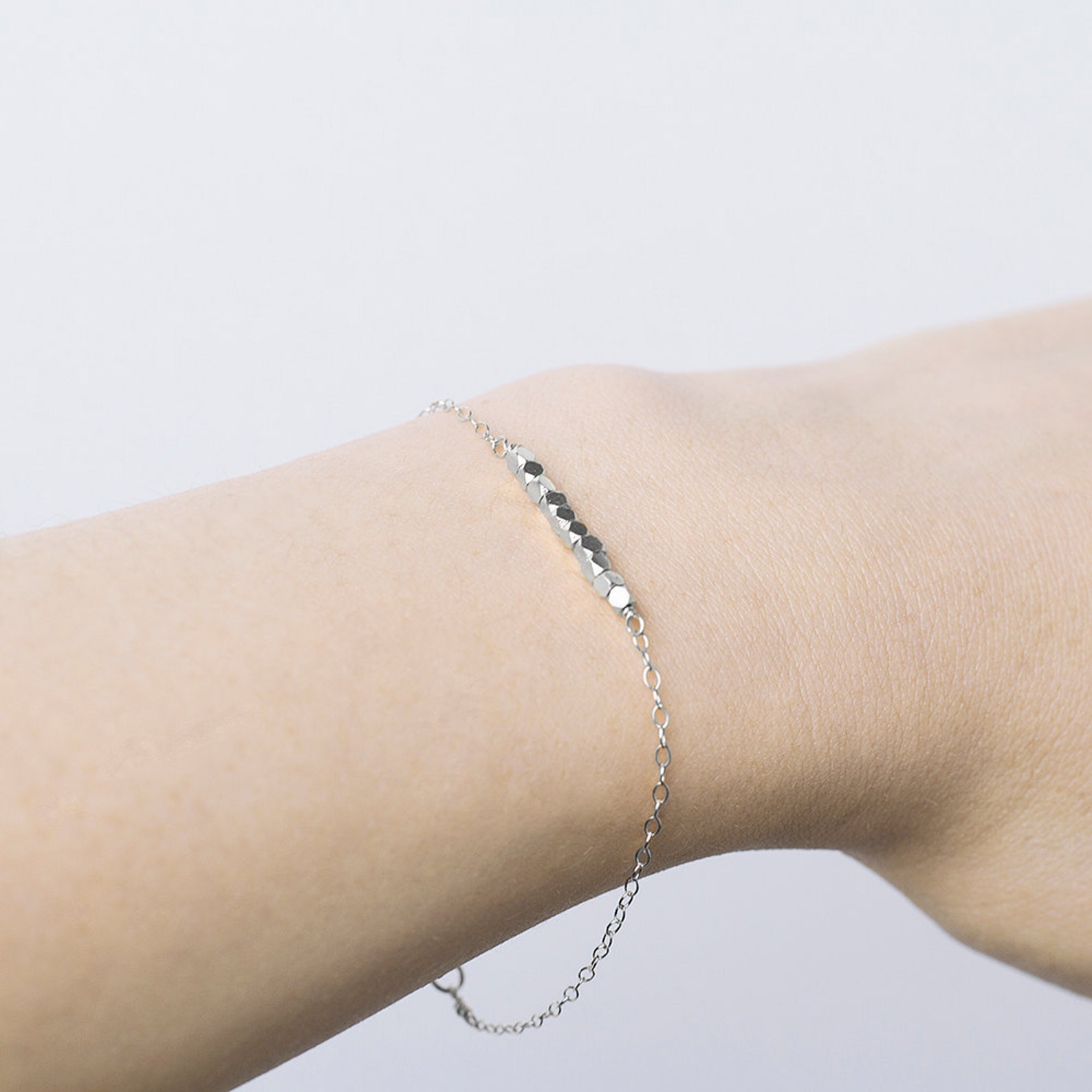 Anais Dainty Silver Bracelet Sterling Silver Bead Bracelet Etsy