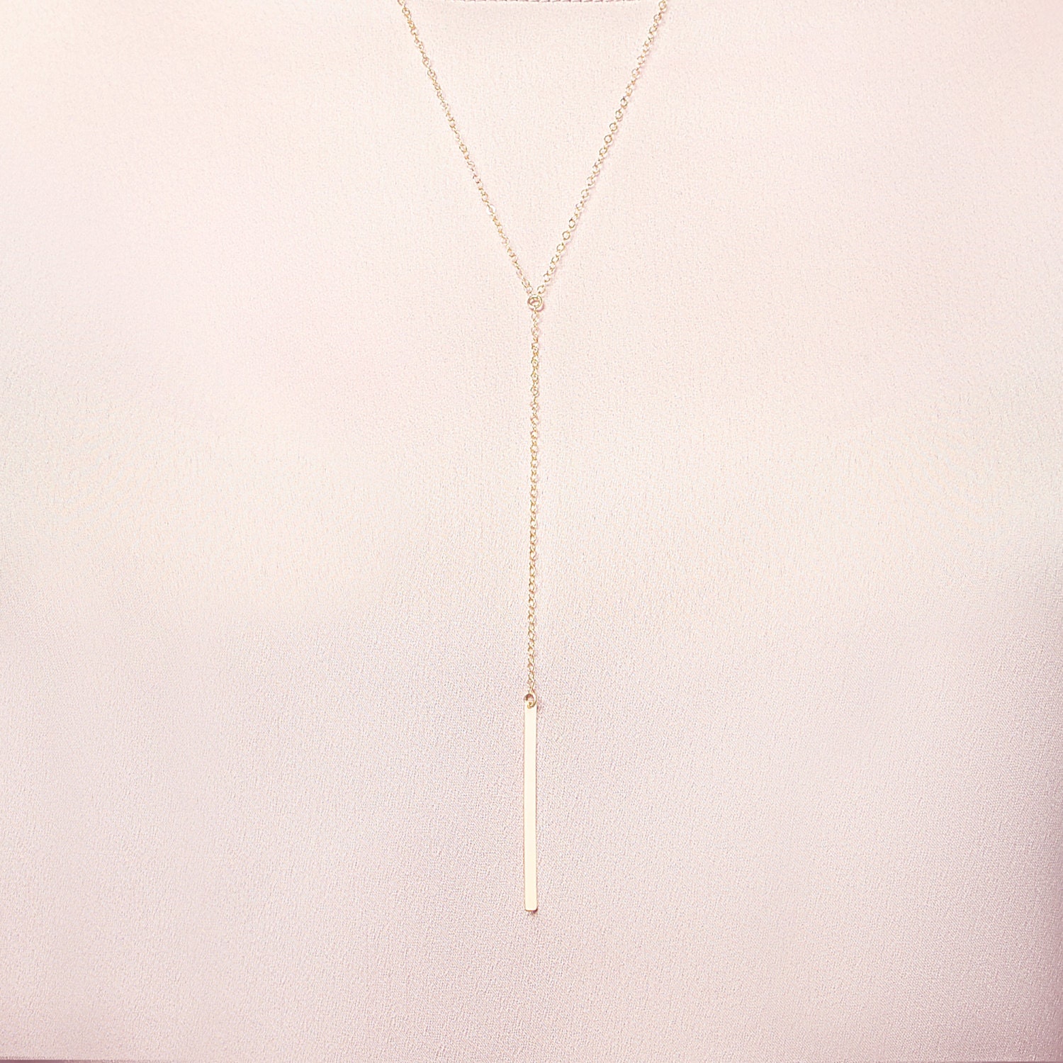 Long Gold Bar Lariat Necklace Gold Y Necklace Long Etsy UK
