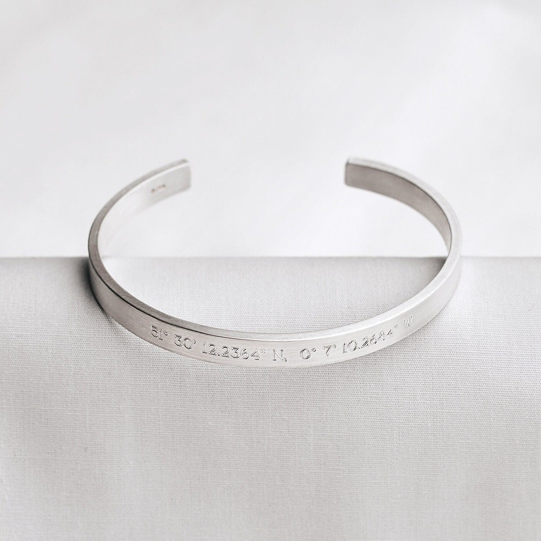 Buy Personalised Men's Sterling Silver Cuff Bracelet Online in India