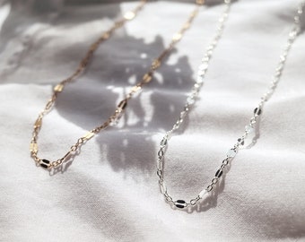 14k Gold Fill Lace Chain Necklace - pretty chain necklace - gold sequin chain - layering necklace - delicate gold necklace