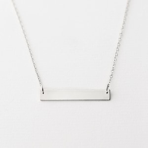 Wish - sterling silver horizontal bar necklace - minimal silver bar necklace - everyday silver necklace - bridesmaid favour