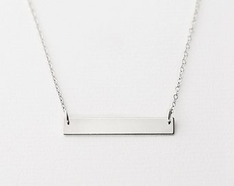 Wish - sterling silver horizontal bar necklace - minimal silver bar necklace - everyday silver necklace - bridesmaid favour