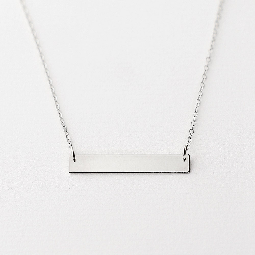 Wish Sterling Silver Horizontal Bar Necklace Minimal Silver Bar Necklace Everyday Silver Necklace Bridesmaid Favour Etsy