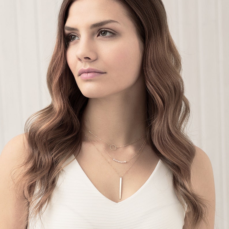 Delicate Gold Layering Necklaces Long Layered Necklaces Set Etsy