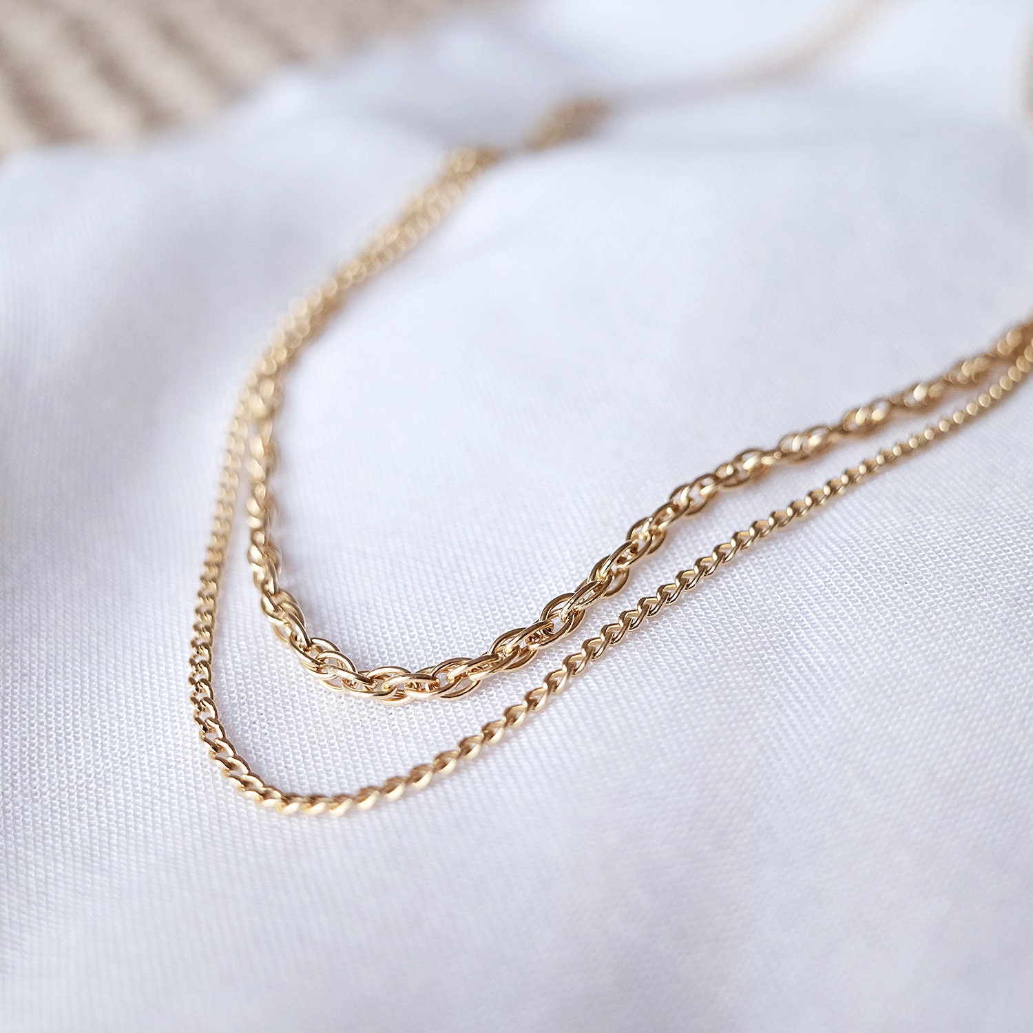 Minimalist Multi layer Chain Necklace Women's Thin Chain 14k - Temu
