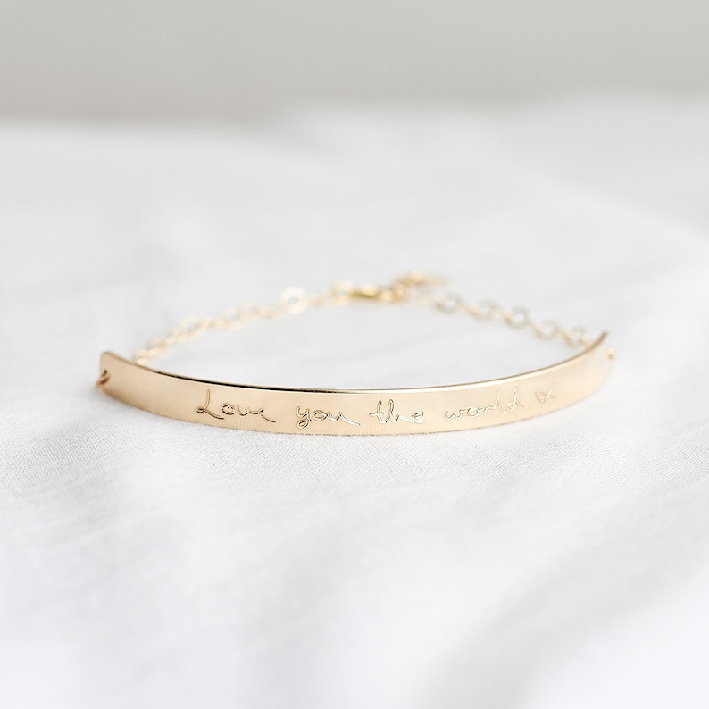 actual handwriting jewellery Personalised Handwriting Half Cuff Bracelet loved ones handwriting 14k gold fill sterling silver