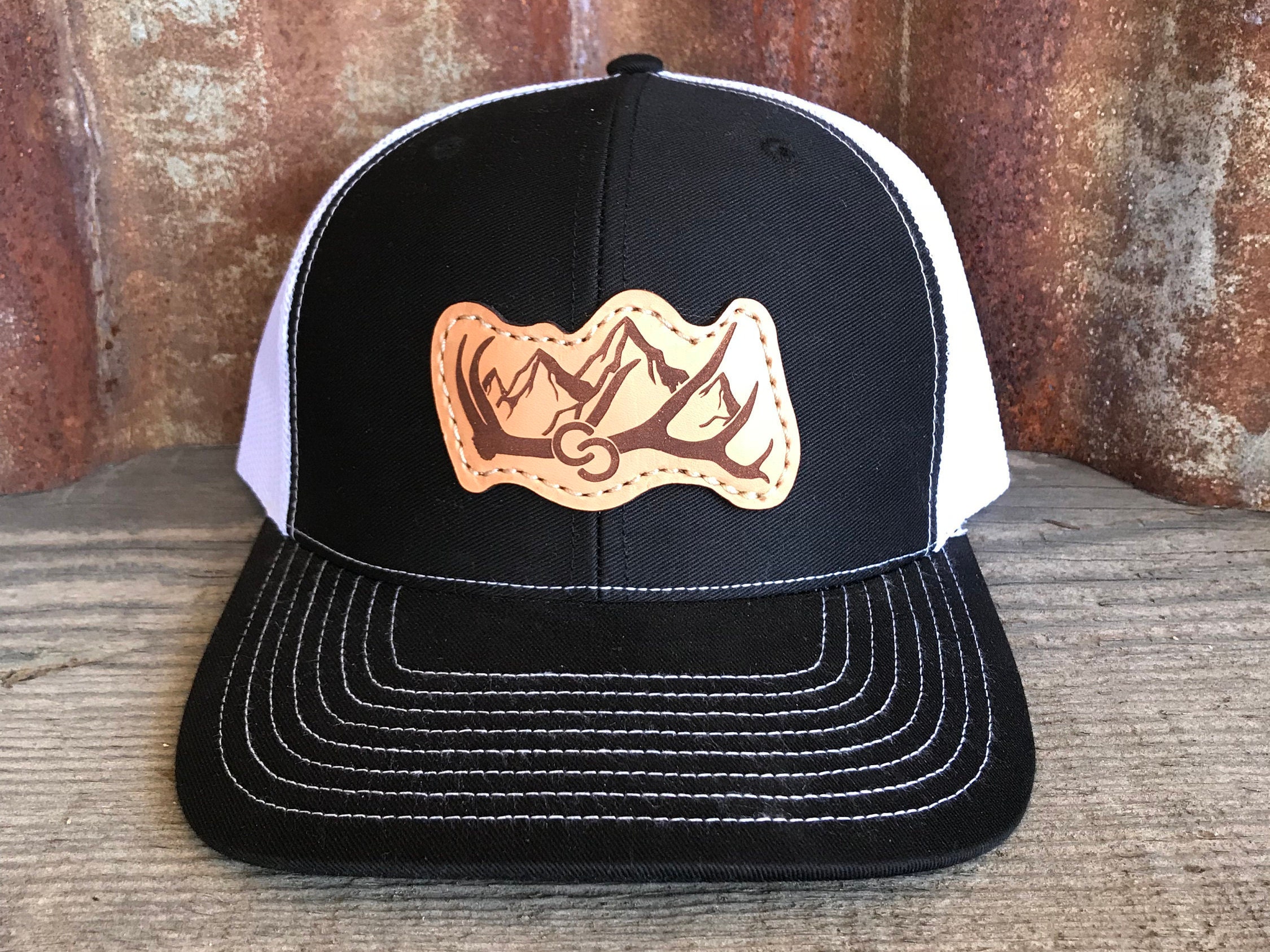 Leather Patch Hat Etsy