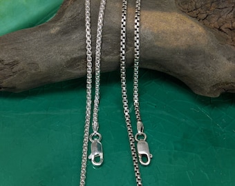 Sterling Silver Rounded Box Chain: Oxidized or Shiny, Lobster Clasp