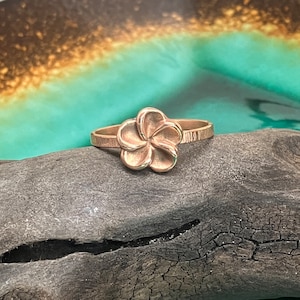 Bronze Plumeria Flower Ring: Handcrafted Hawaiian Jewelry