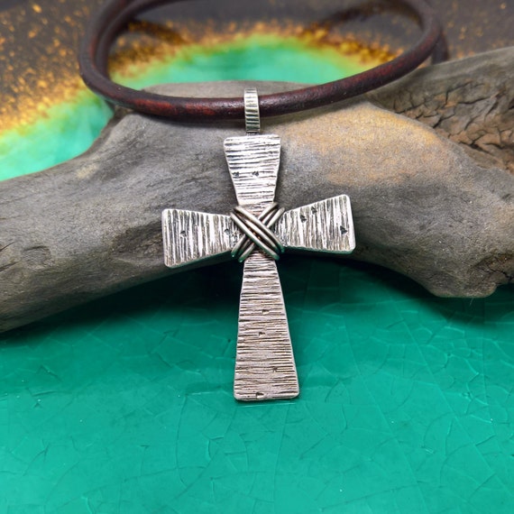 Buy Men Leather Necklace Mens Cross Necklace Leather Men's Choker Necklace  Steel Cross Pendant Necklace Men Surfer Necklace Men Beach Necklace Online  in India - Etsy