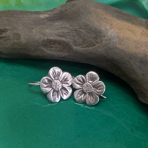 Handmade Sterling Silver Daisy Earrings: Floral French Hook Earrings