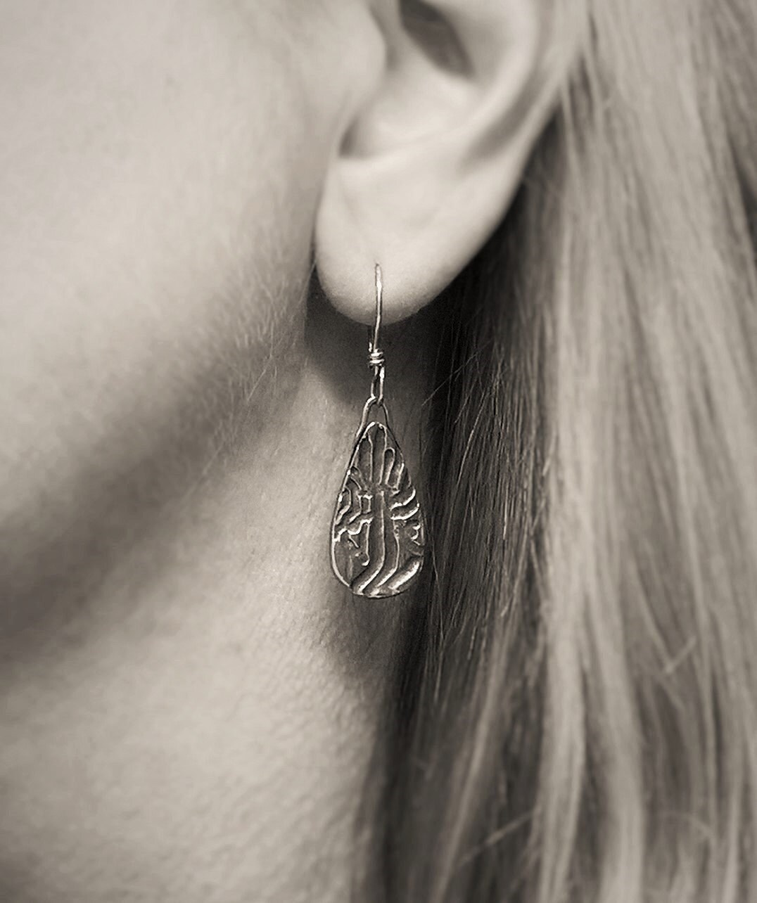 Silver Nature Inspired Earrings Rustic Dangle Earrings Etsy