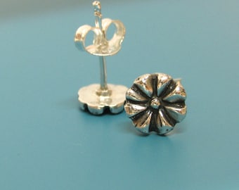 Tiny Sterling Silver Daisy Earrings: Handmade Flower Posts