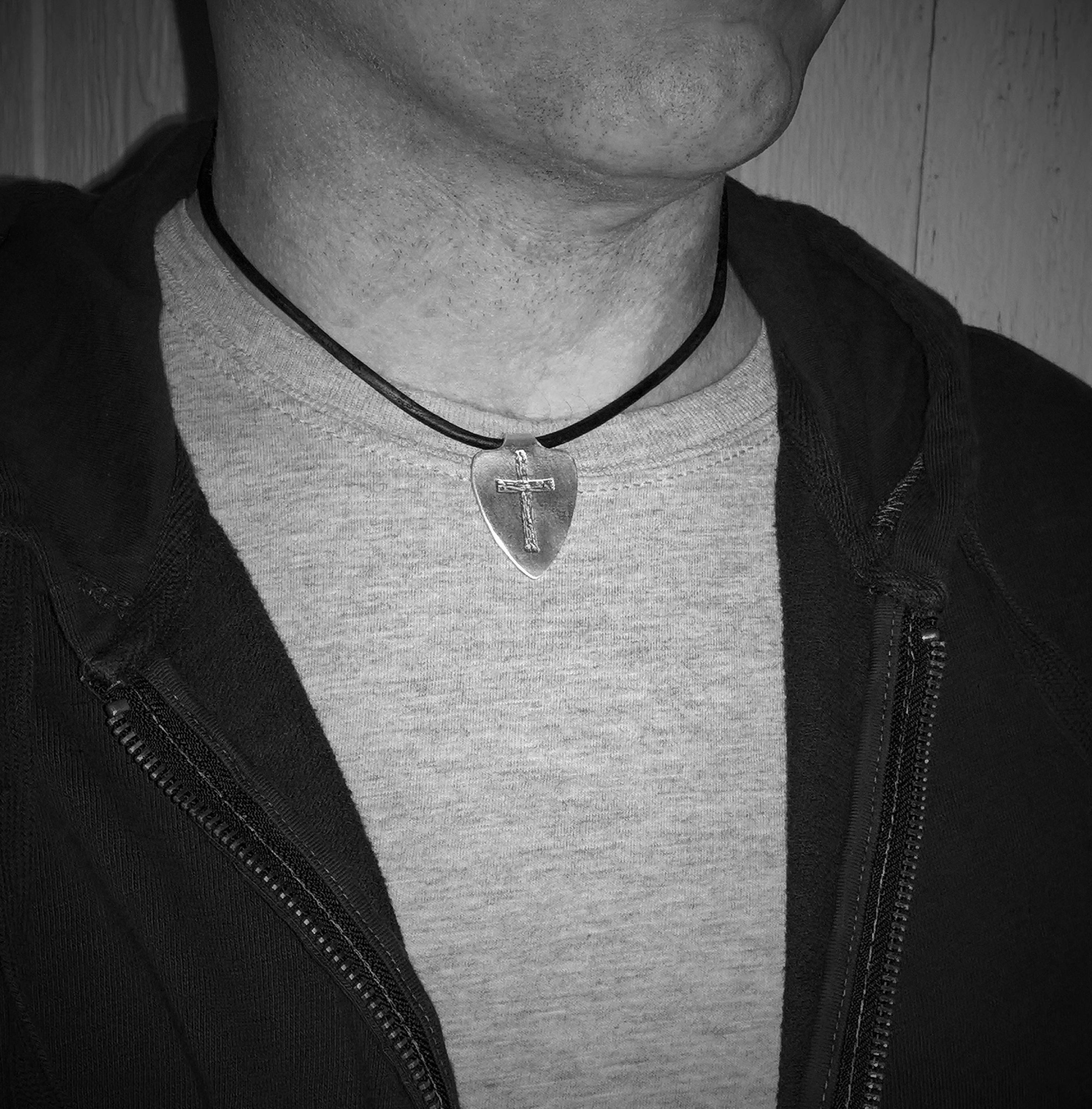 Mens Copper Cross and Shield Necklace, Mens Cross Necklace, Shield of Faith, Rustic Cross, Christian Jewelry, Mens Shield Pendant