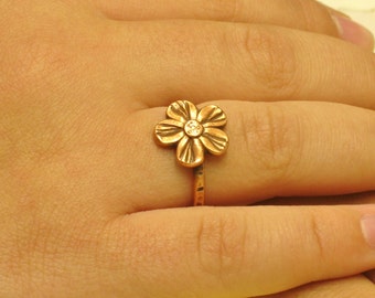 Flower Ring - Copper Flower Ring, Sterling Silver Flower Ring, Silver Ring, Copper Ring, Floral Jewelry, Flower Jewelry, Spring Jewelry