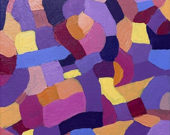 Feestplanning – Origineel abstract acrylschilderij | 8 x 10 canvas | Kleurrijke muurkunst met structuur