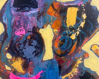 Happy to see you – origineel abstract acrylschilderij, 8 x 10 canvas, kleurrijke moderne muurkunst