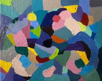Ongebroken, op de een of andere manier – origineel abstract acrylschilderij | 8 x 10 canvas | Kleurrijke muurkunst met structuur
