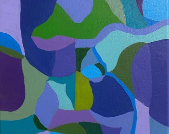 De geheime kaart – origineel abstract schilderij – 8 x 10 acryl op canvas – op de natuur geïnspireerde muurkunst