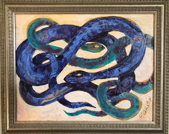 Entwined, framed original mixed media on canvas,