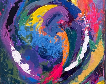 Colorstorm – Origineel abstract acrylschilderij, 8 x 10 canvas, kleurrijke moderne muurkunst
