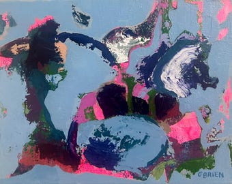 Elkaar vasthouden – Origineel abstract acrylschilderij, 8 x 10 canvas, kleurrijke moderne muurkunst