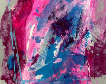 Origineel abstract acrylschilderij "A Beautiful Distraction" – 9 x 12 paletmeskunst op papier