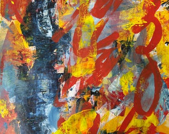 Rebel – origineel abstract graffitischilderij | 9 x 12 acryl op papier, kleurrijk, gewaagd expressionistisch kunstwerk