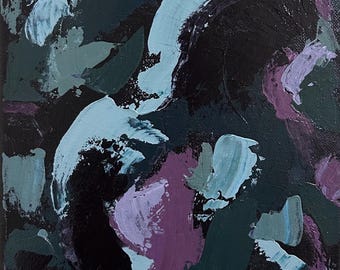 Godin Hel's Underworld – origineel abstract schilderij, 8 x 10 acryl op canvas, paletmeskunst, wanddecoratie donkere mythologie