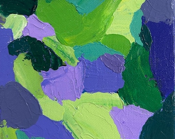 Garden Dance – Origineel abstract acrylschilderij, 6 x 6 getextureerde impasto Fine Art, klein op bloemen geïnspireerd canvasblok