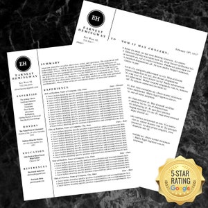 Classic Resume & Cover Letter Template - Instant Download for MS Word - Professional and Modern CV Design