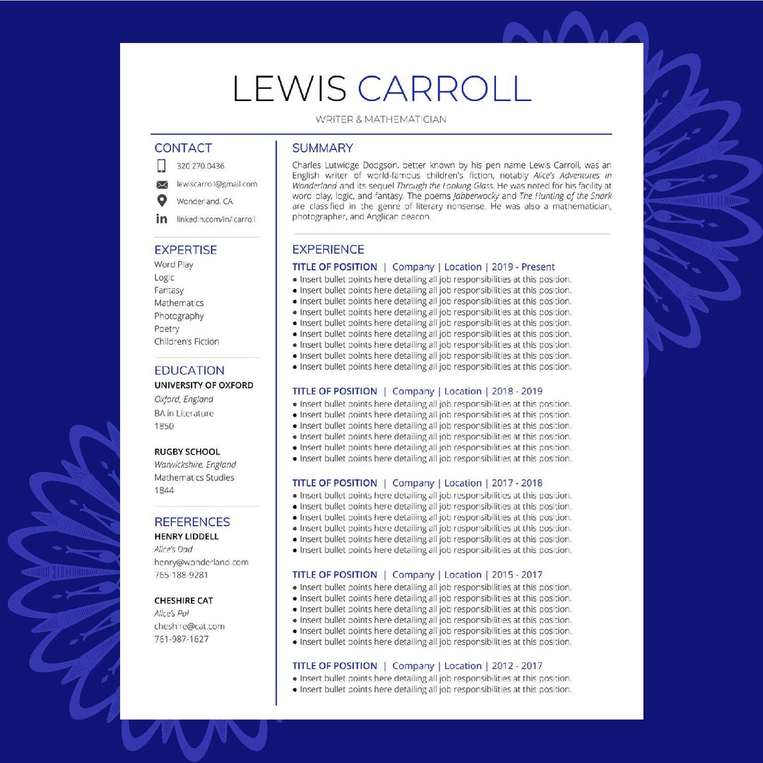 Sleek Resume & Cover Letter Template for Google Docs - Instant Download ...