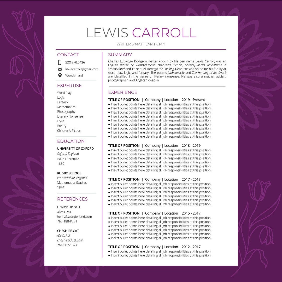 Modern Resume & Cover Letter Template for Google Docs - Instant ...