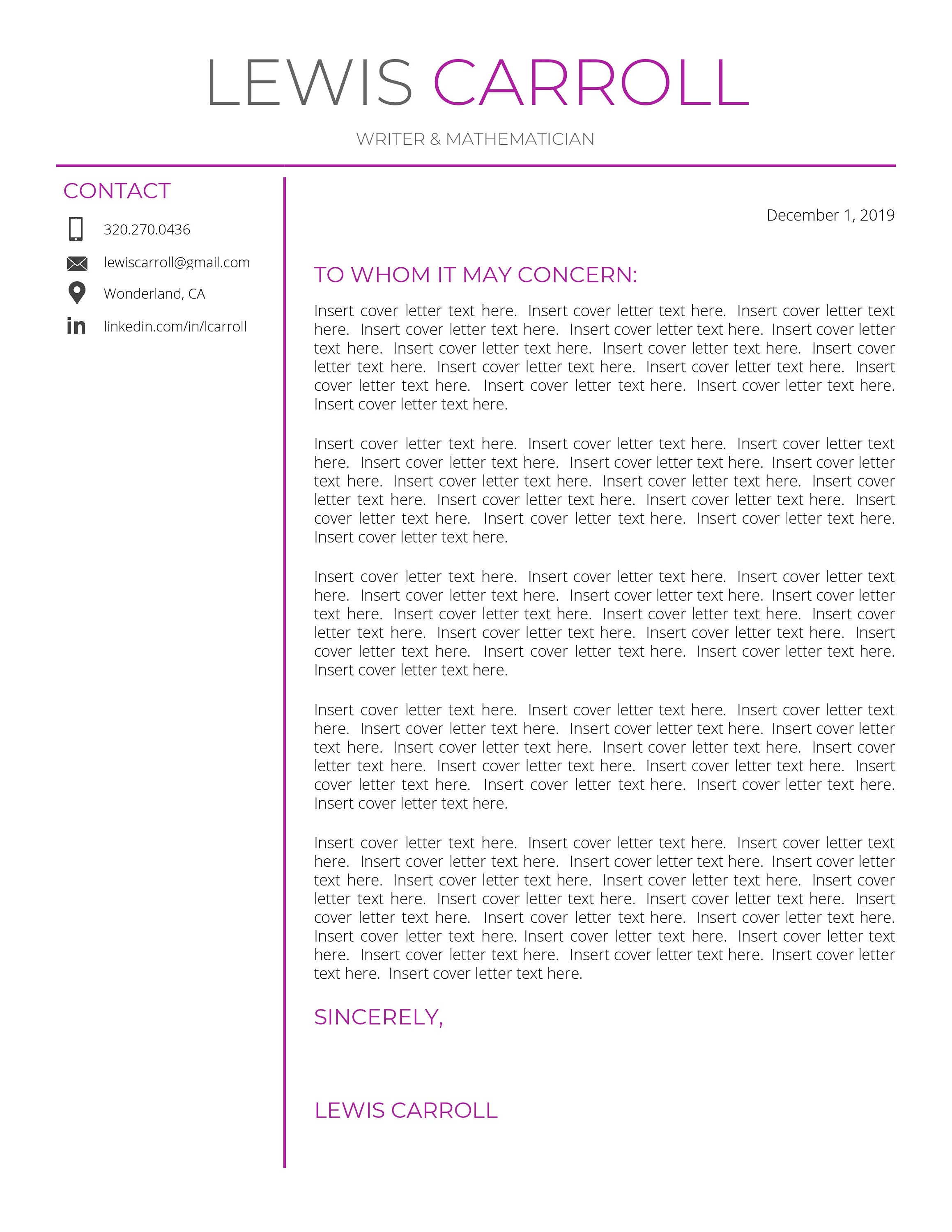 Modern Resume & Cover Letter Template for Google Docs - Instant ...