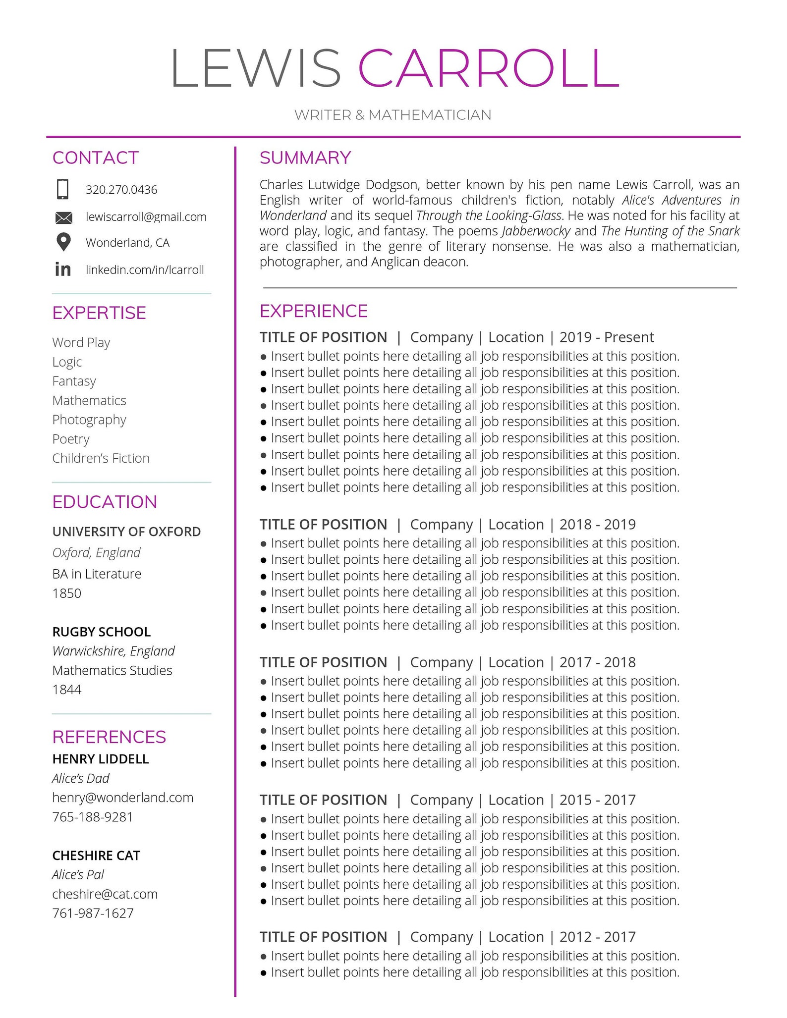 Modern Resume & Cover Letter Template for Google Docs - Instant ...