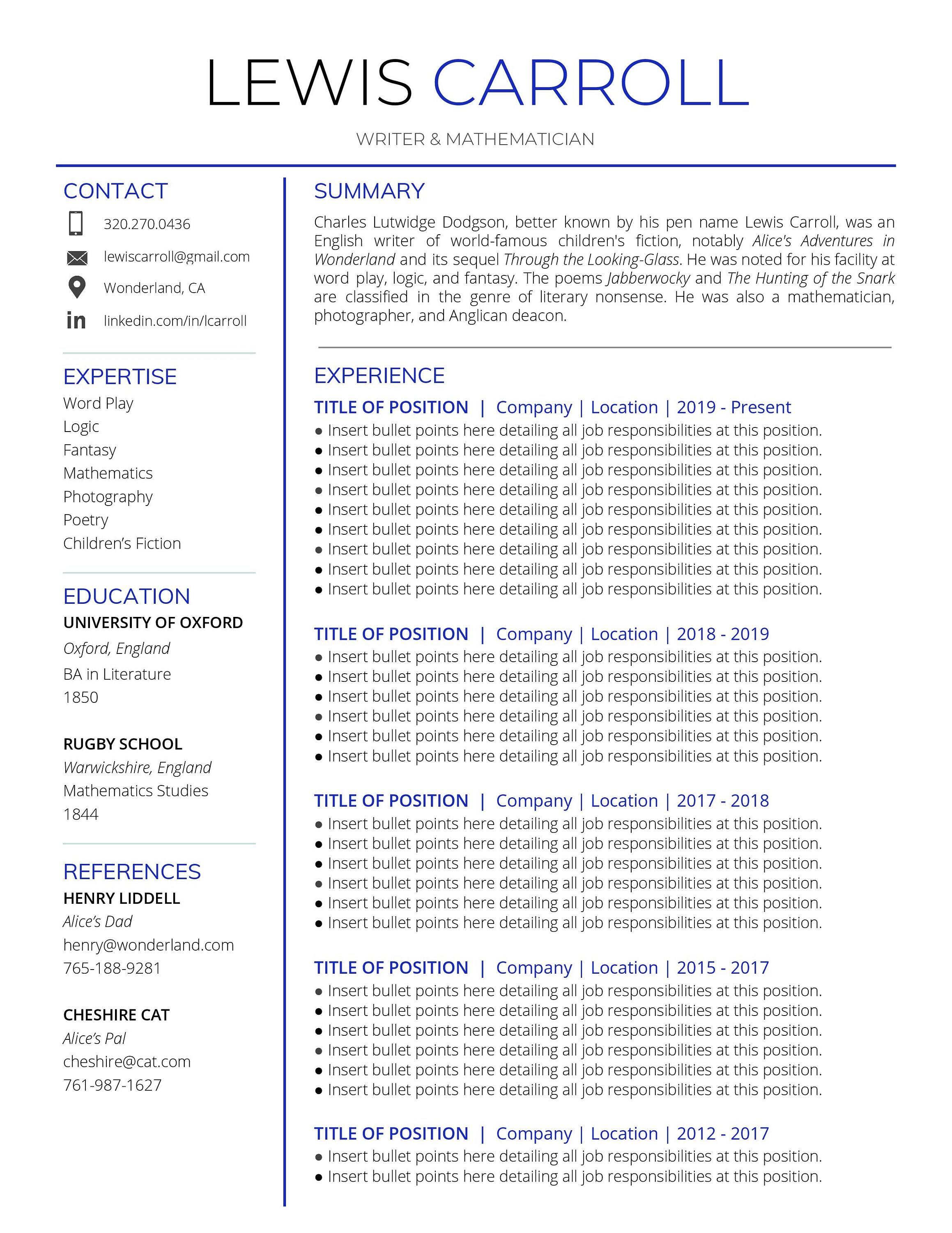 Sleek Resume & Cover Letter Template for Google Docs - Instant Download ...