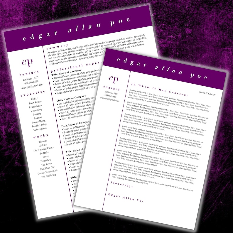 Eyecatching Resume & Cover Letter Design Instant Download Etsy