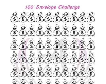 Printable 100 Envelope Savings Challenge Tracker, Save 5,050 Dollars, Savings Goal, Money Challenge