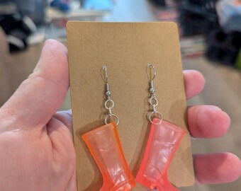 Pink Rain Boot Earrings