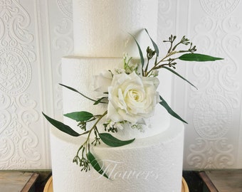 Bridget Cake Flowers Open Rose gum leaves & Baby's Breath Floral Cake Decoration Wedding Cake decoration Engagement cake decoration topper
