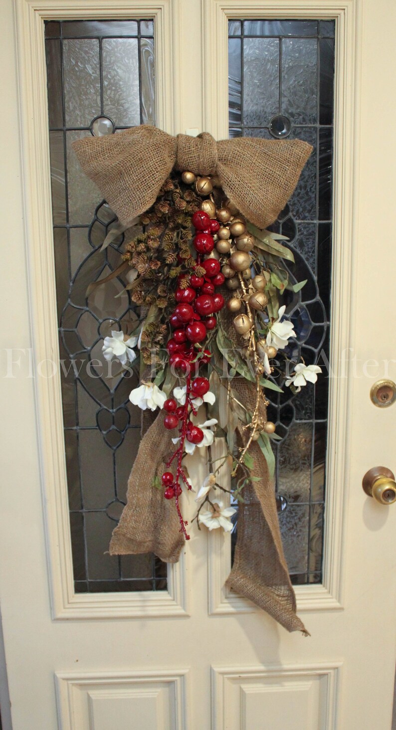 Rustic Christmas Swag Decoration Eucalyptus Burlap Etsy
