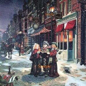 ヴィンテージクリスマス合唱団子供人々馬ランプ雪時計デジタルダウンロード印刷可能な画像スクラップブッキングコラージュシート