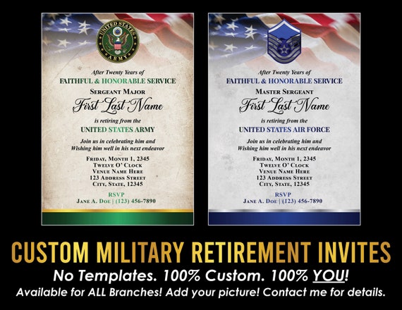 ALL BRANCHES - Custom Military Retirement Invitation