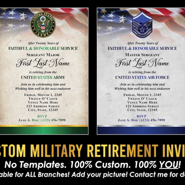 ALL BRANCHES - Custom Military Retirement Invitation