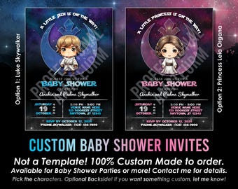 Invitations personnalisées de baby shower de SPACE WARS - inspirées de Star Wars