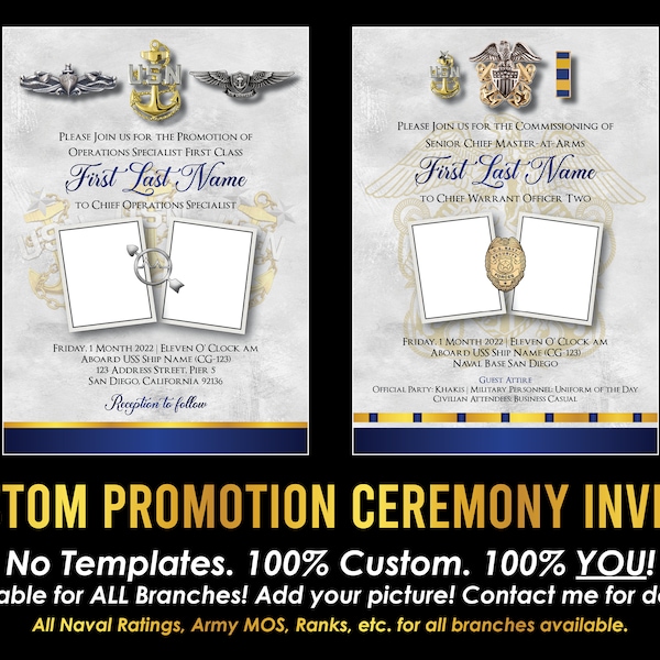 ALL BRANCHES - Custom Military Promotion Ceremony Invitation