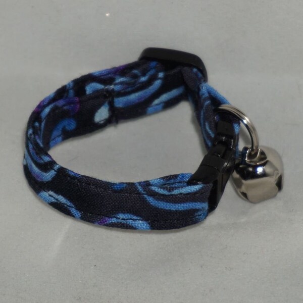 Purple Blue Vines on Black Ferret Collar