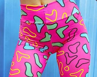 Pink Animal Cycling shorts/ Rave/ Yoga