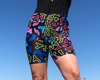 Black Neon Animal Cycling shorts/ Rave/ Yoga